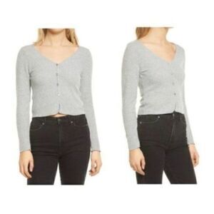 Socialite Nordstrom Skivvy Ribbed Cardigan Sweater XL Gray